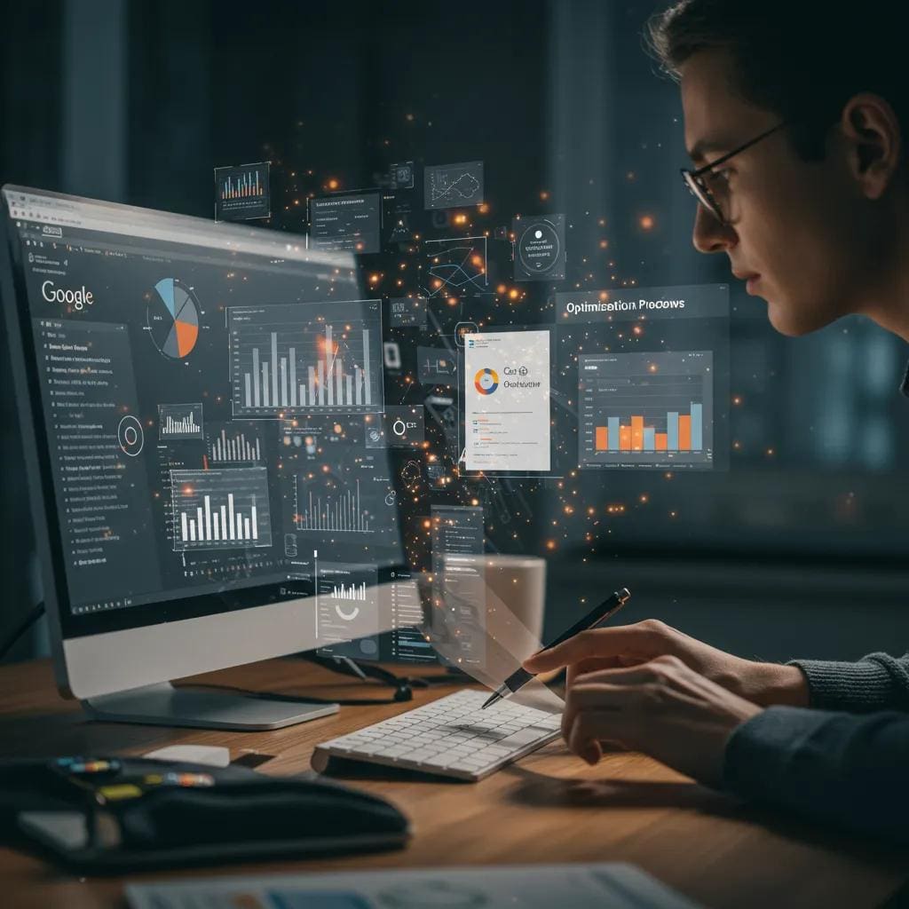 Optimierungsprozess für Google AI Overviews mit Datenanalyse und Suchergebnissen